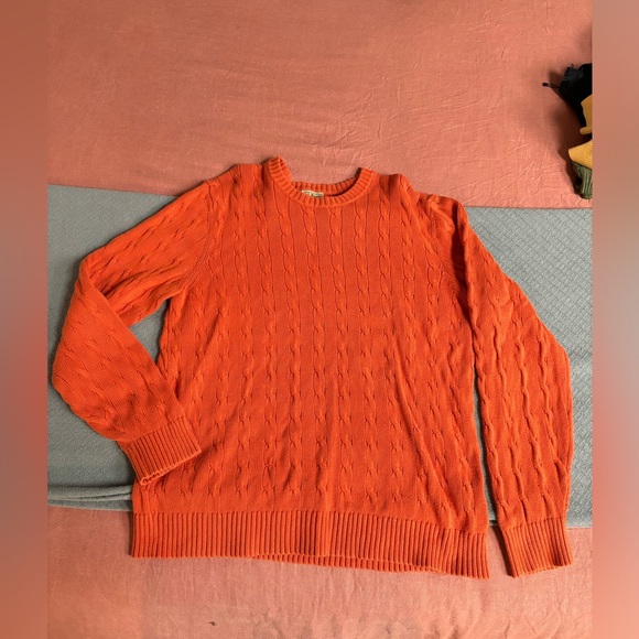 L.L. Bean Sweaters - LL Bean Orange Cable Knit Sweater